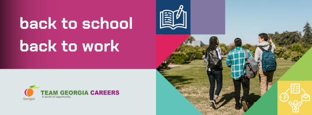 Back to School and Back to Work blog header with three teens walking away from the camera